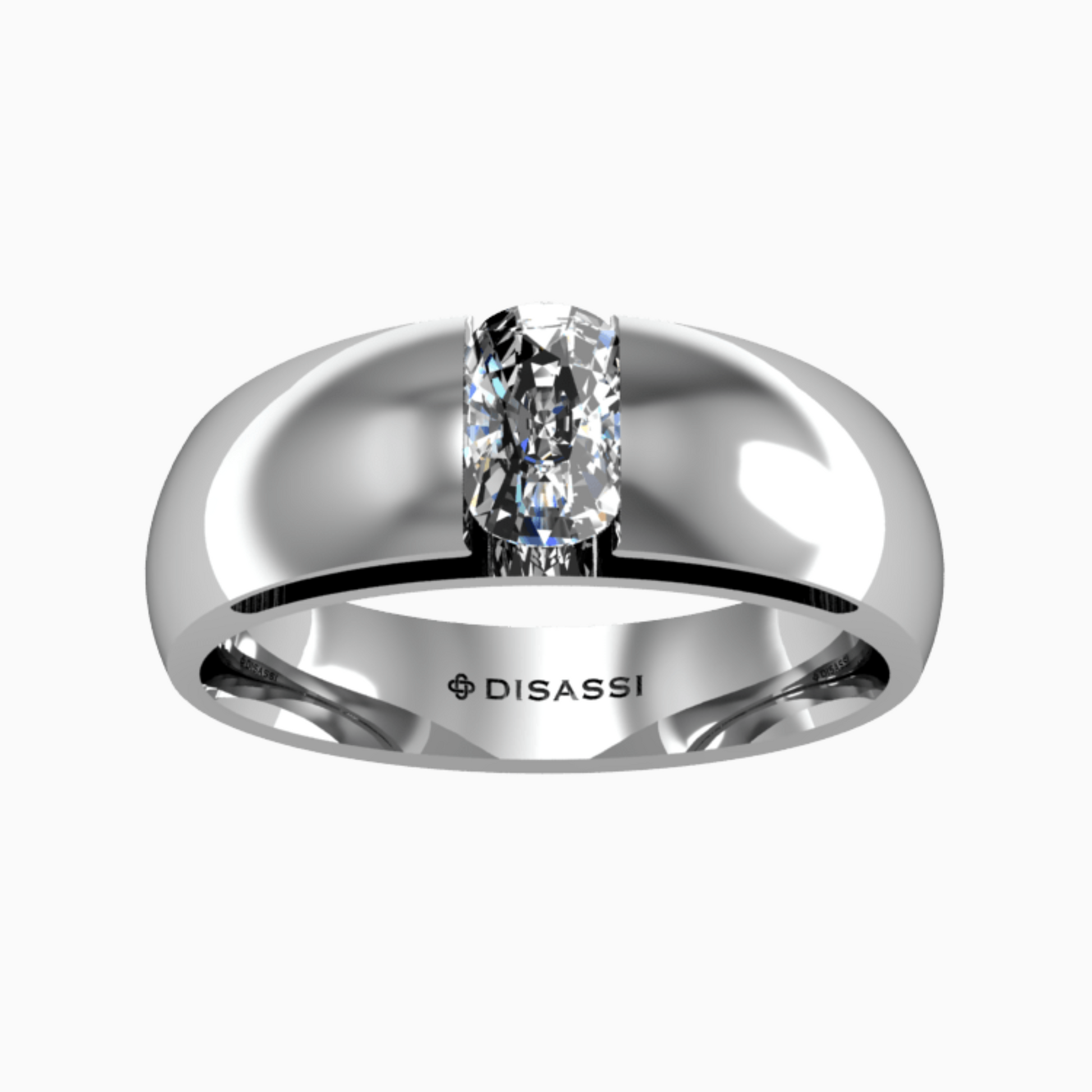 Curve Anillo en Oro Blanco con Piedra Ovalo Disassi Joyeria