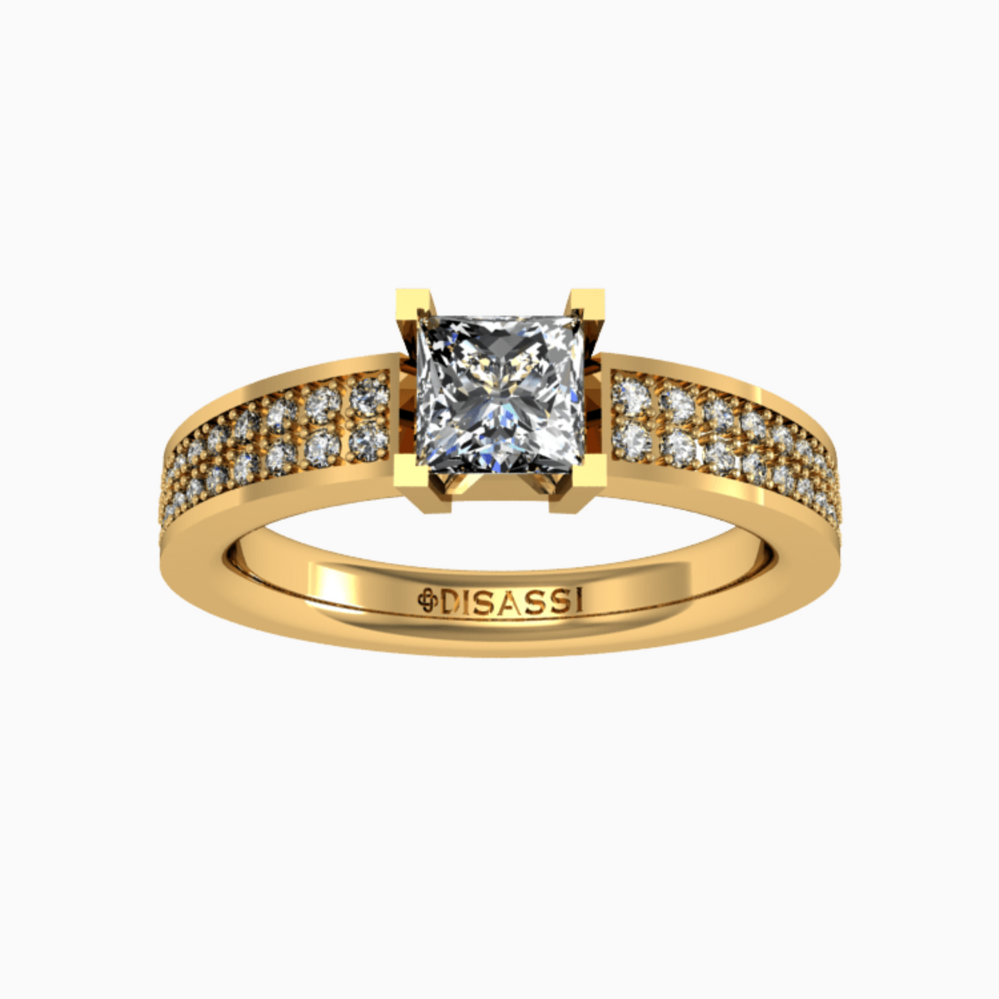 Solitario en pave | Anillo en Oro con Piedra Princess